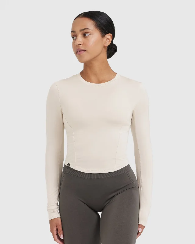 Mellow Soft Mid Long Sleeve Top | Sand