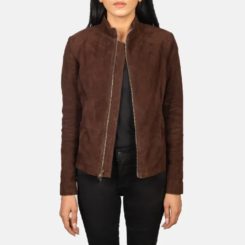 Suede Moto Jacket - Brown Goatskin Leather