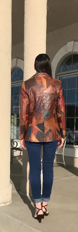 Vintage Modern Leather Patchwork Blazer Jacket