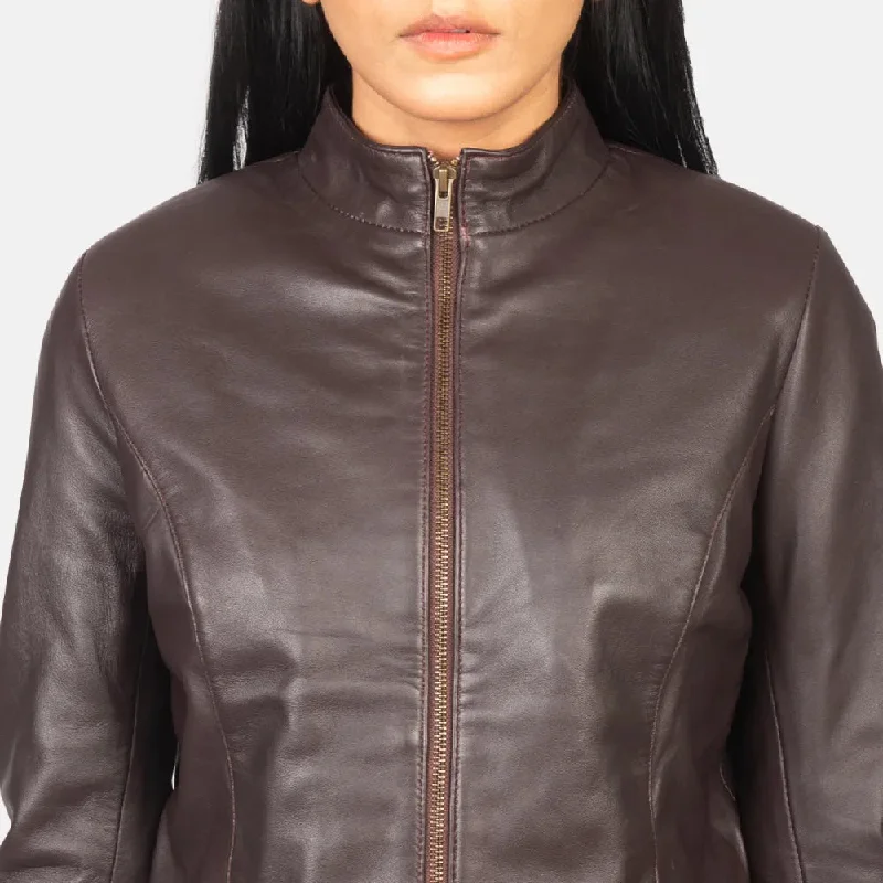 Women Leather Jackets in Maroon