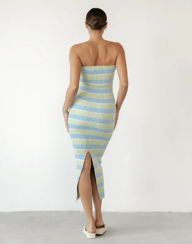 Caymen Knit Midi Dress (Blue/Green)