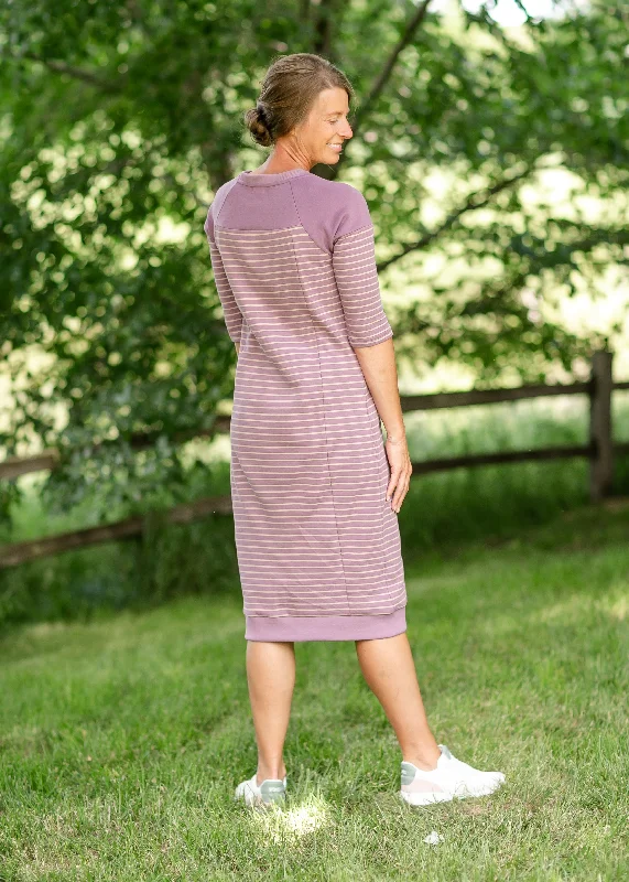 Liv Purple Striped Colorblock Sweatshirt Dress