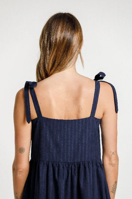 Tie Up Zig Dress - Sale - Slinky Navy