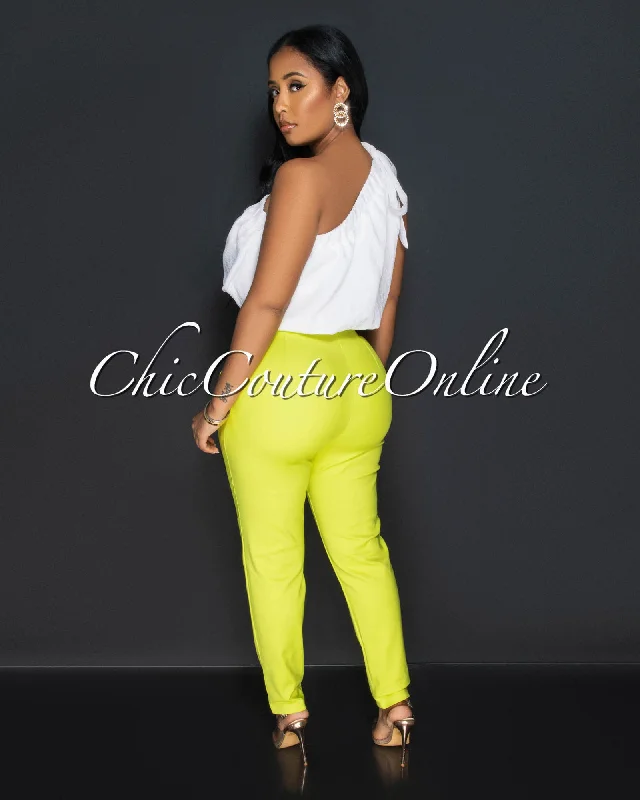 Avril Lime High Waist Trouser Pants