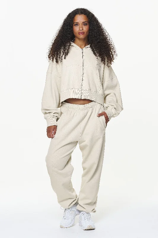 Durward High Waisted Sweat Pants Vintage Washed Bone White