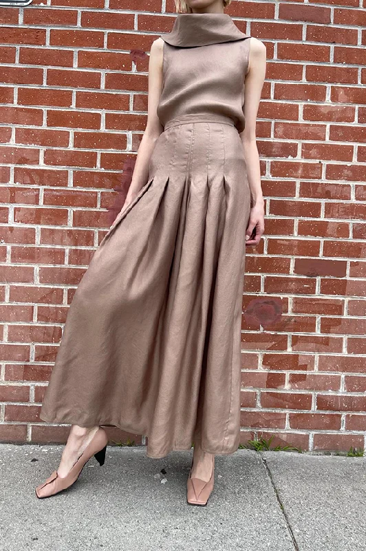 Pleated Wide Leg Pants in Nomad