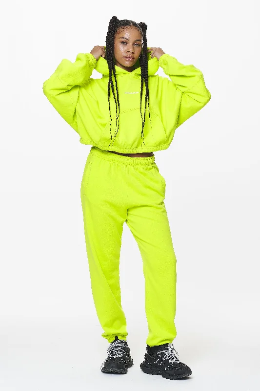 Villa High Waisted Sweat Pants Washed Lime Yellow Gum