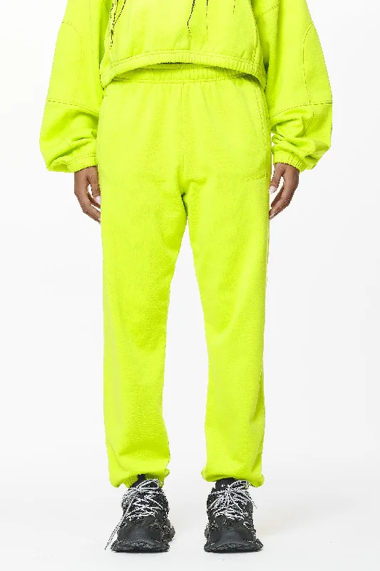 Villa High Waisted Sweat Pants Washed Lime Yellow Gum