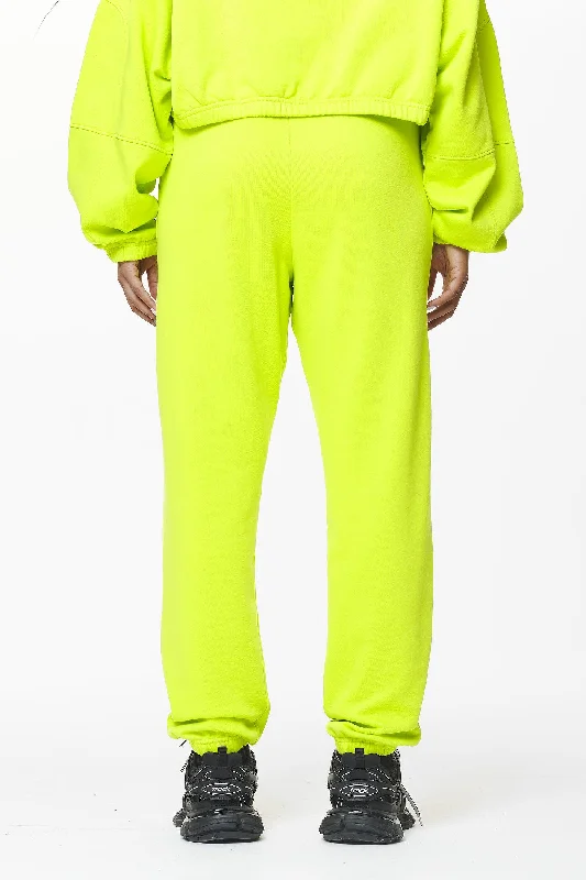 Villa High Waisted Sweat Pants Washed Lime Yellow Gum