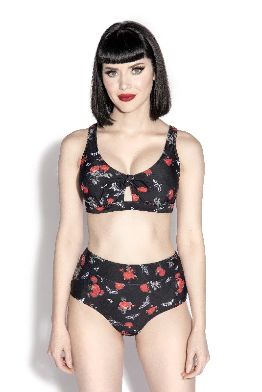 BC Dark Floral Tie Front Bikini Top