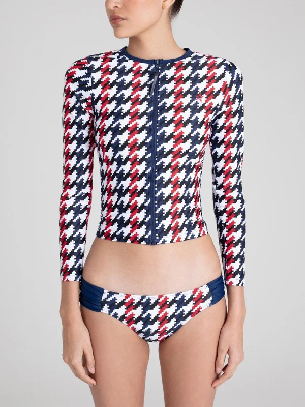 Houndstooth Rash Guard Swimsuit