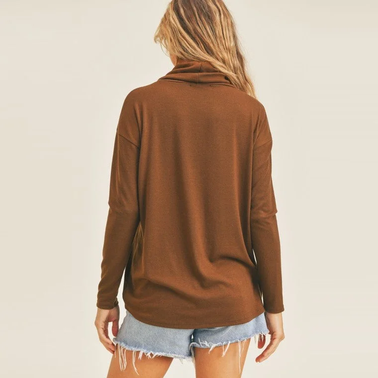 Mock Long Sleeve Top (Espresso)