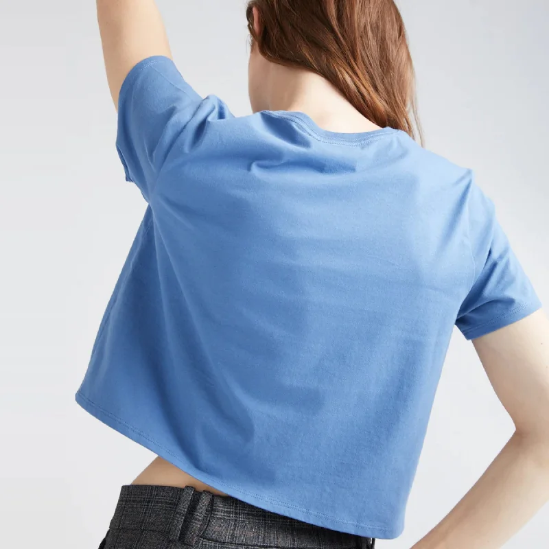 Pima Boxy Crop Tee (Blue Horizon)