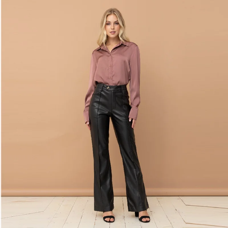 Satin Button Down Blouse (Mauve)