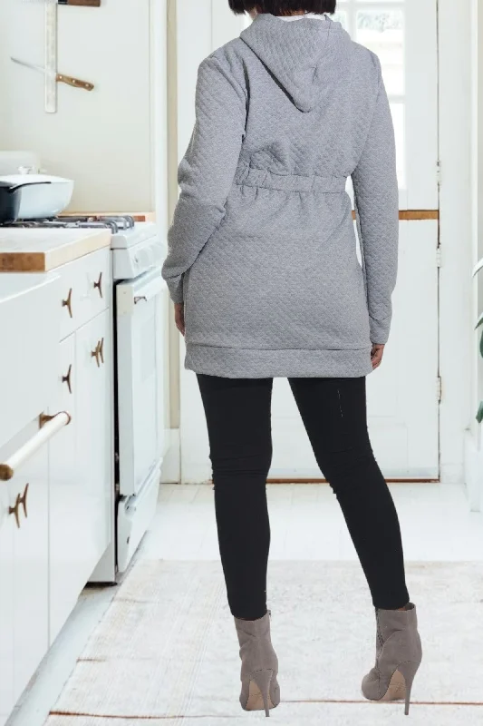 Grey Patterned Hoody Dress