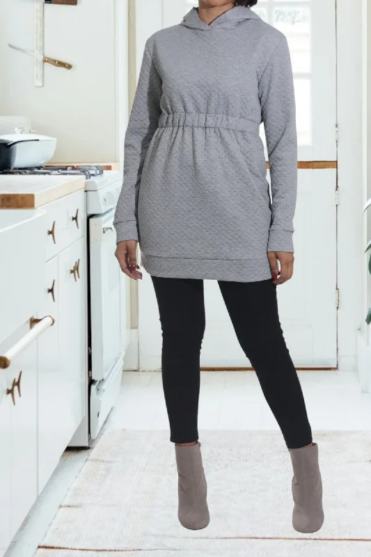 Grey Patterned Hoody Dress