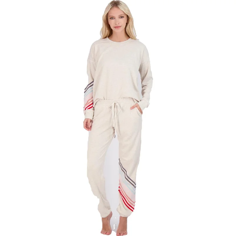 PJ Salvage Happy Vibes Women's Striped Fleece Drawstring Sweatpants