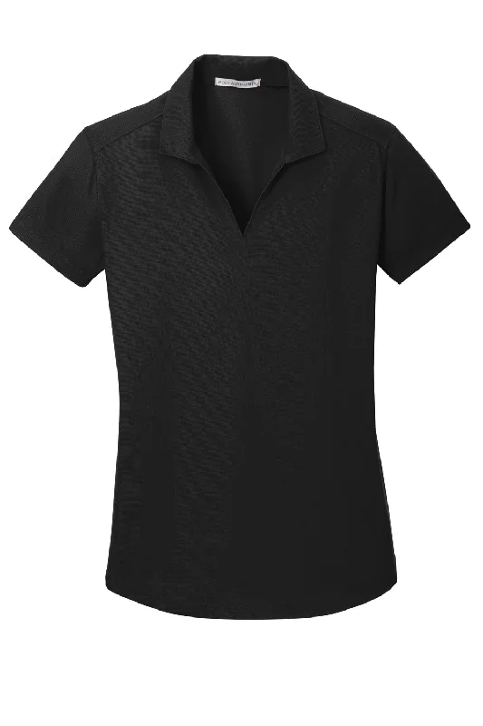 Port Authority Womens Dry Zone Moisture Wicking Short Sleeve Polo Shirt - Black