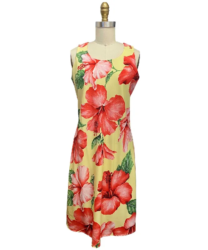 Hibiscus Blossom Yellow Tank Dress