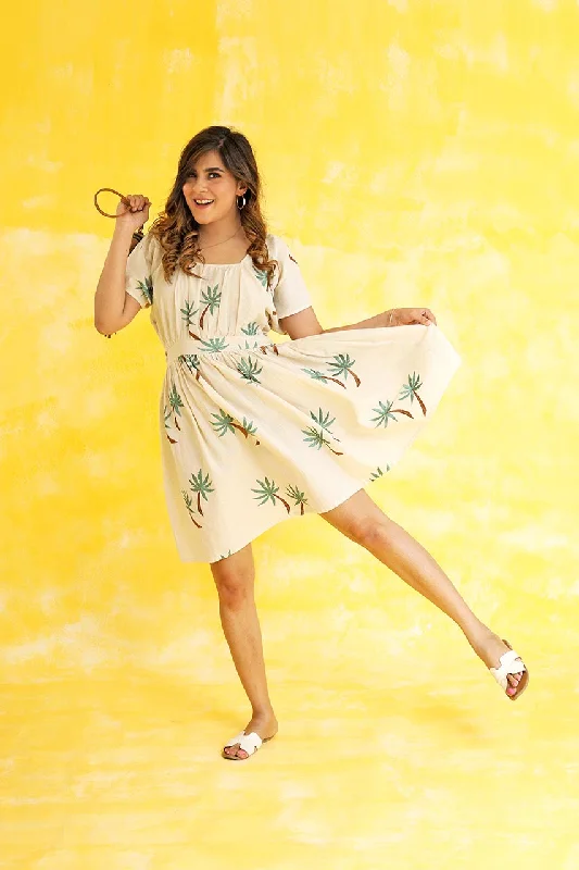 Adaara Linen Embroidered Dress Coconut