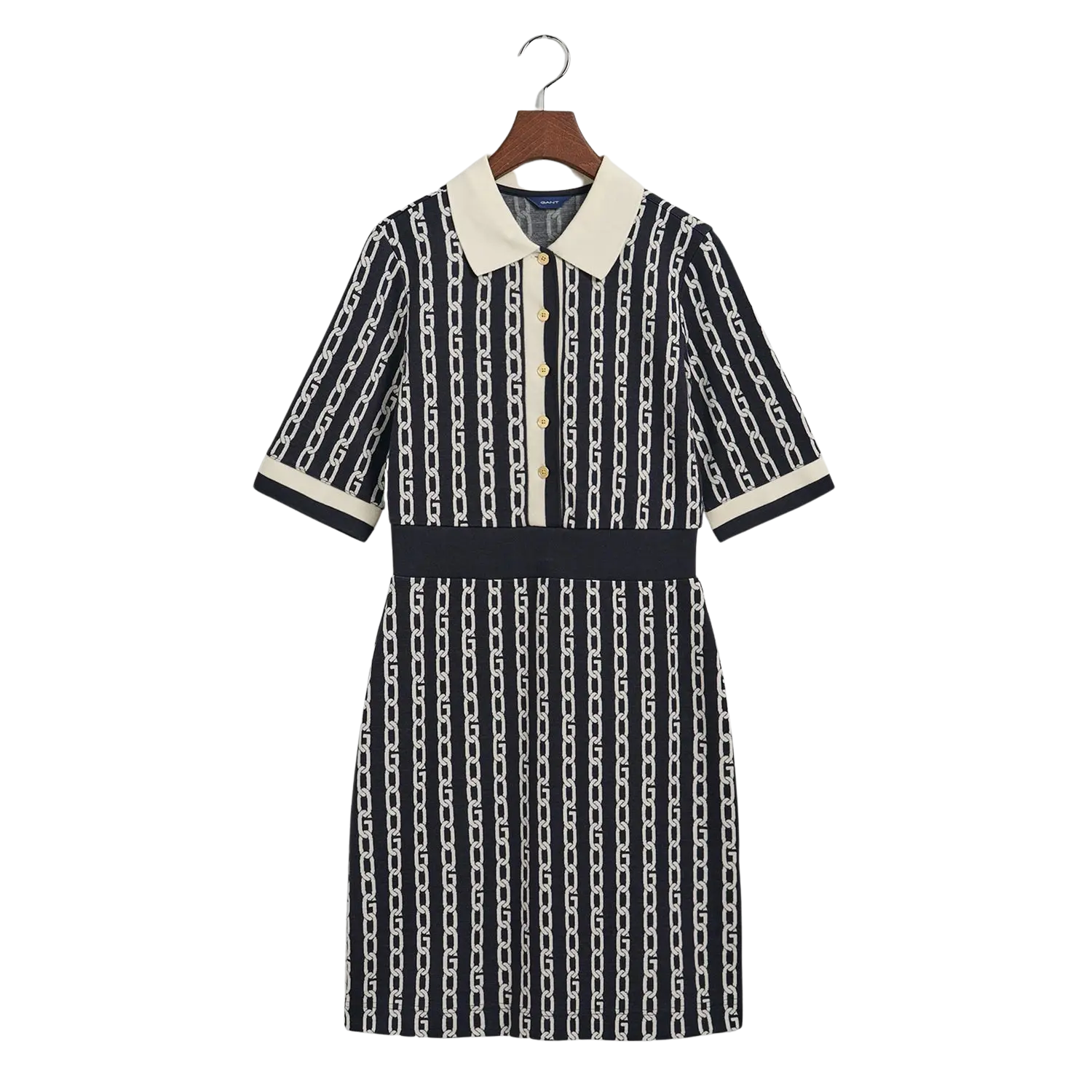 GANT Chain Jacquard Mid-Sleeve Polo Dress