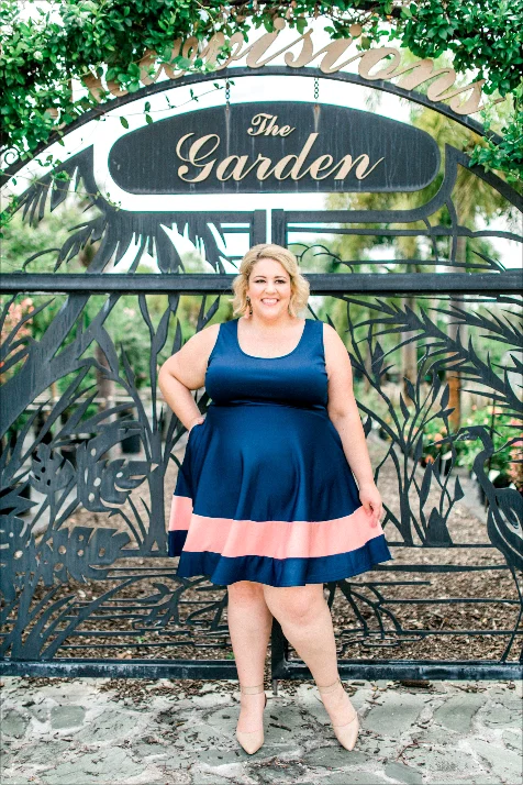 Classic Stripe Skater Dress - Navy