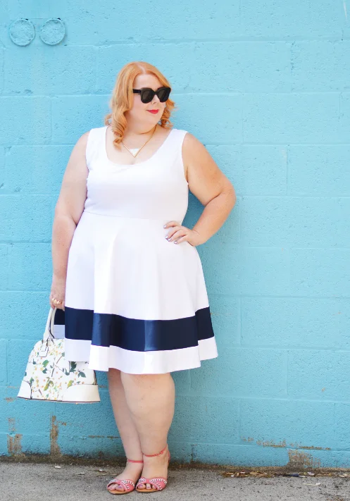 Classic Stripe Skater Dress - White