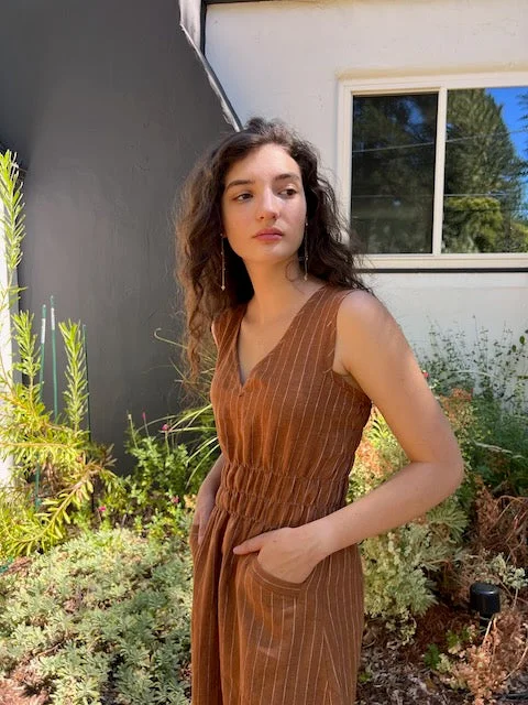 Fiji Dress - Toffee Pinstripe
