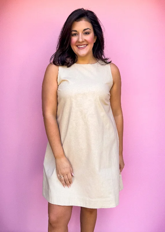 Cotton Linen A-Line Dress, Oatmilk