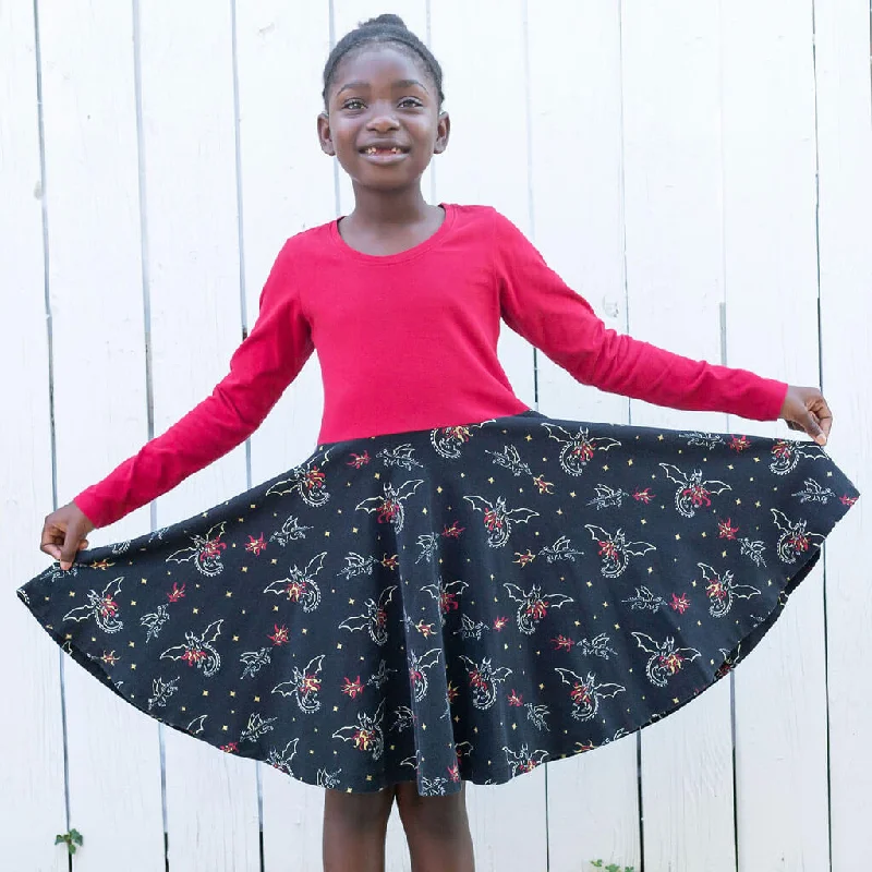 "Fire Flight" Dragons Super Twirler Dress with Pockets
