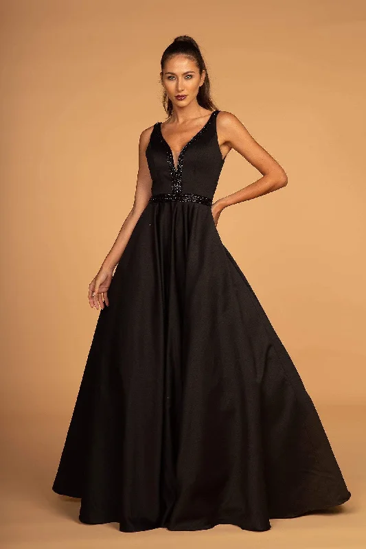 Elizabeth K GL2532- Plunging V-Neck Fitted Ballgown