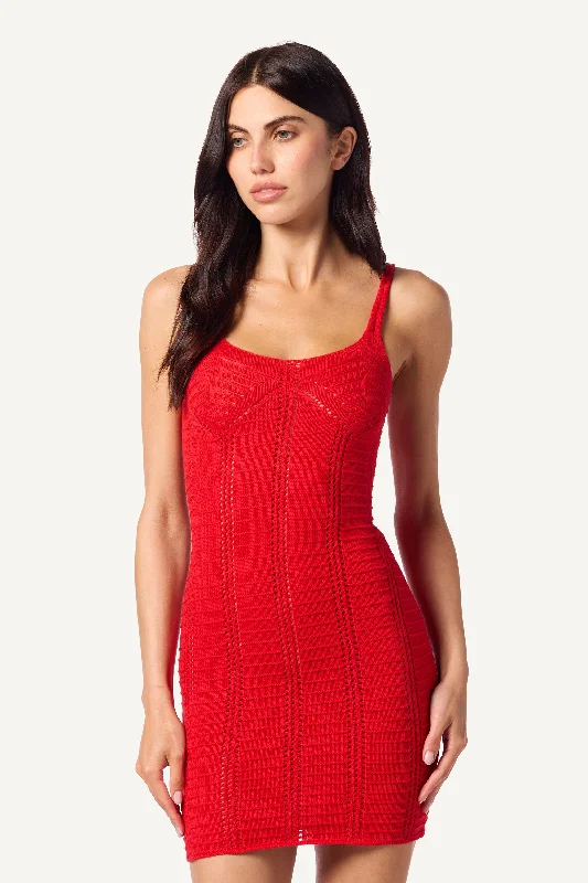 ELM FITTED KNIT DRESS | SCARLET