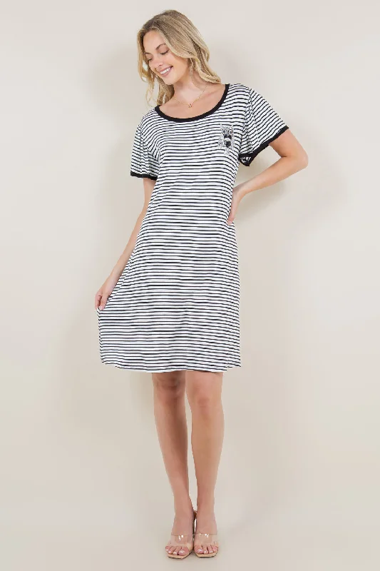FLUTTER SLEEVE DRESS WITH CONTRAST BINDING - D3212