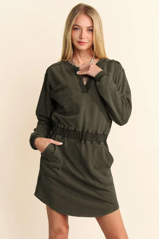French Terry Utility Dress Grey