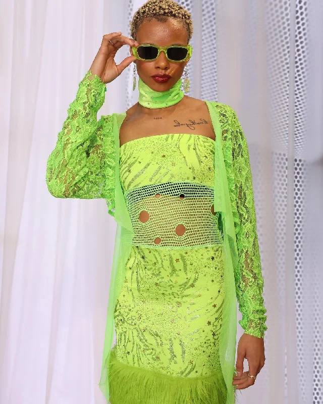 Fuzzy Green Tube Dress