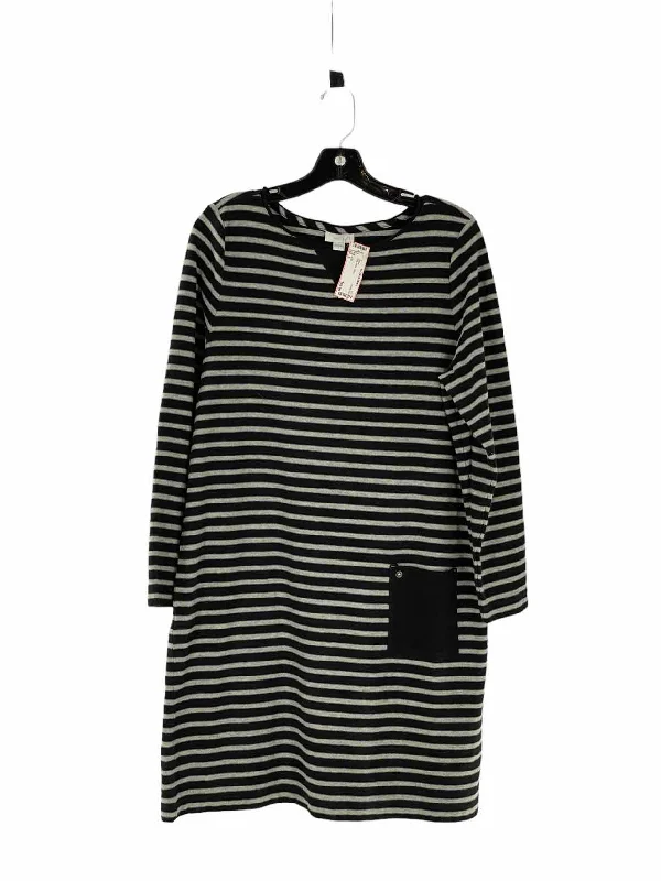 J Jill Size L Gray Black Stripe Dress