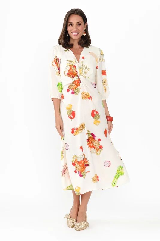 Jiselle White Harvest Linen Blend Dress