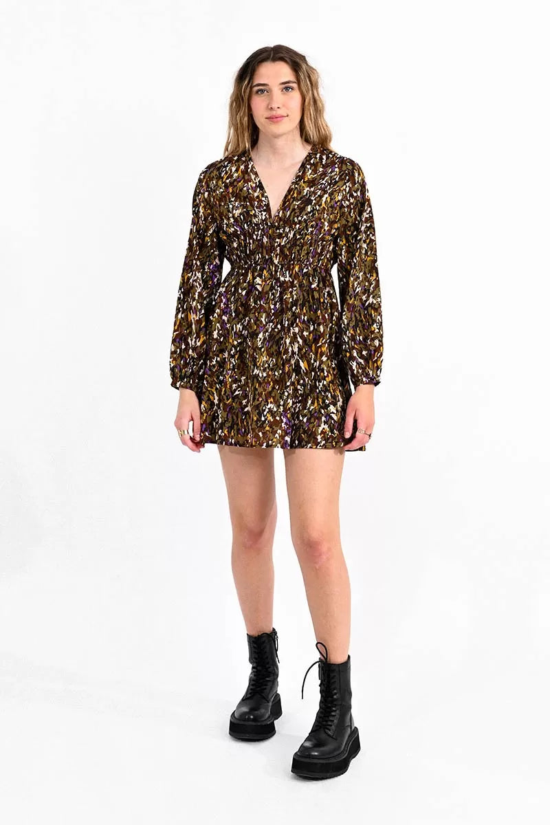 Khaki Pattern Skater Dress