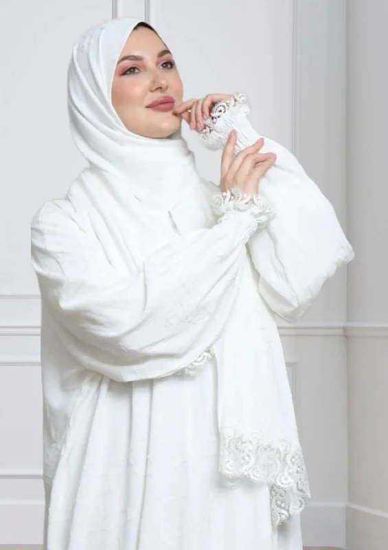 One-Piece Prayer Set Dress & Abaya with attached Hijab - Embroidered