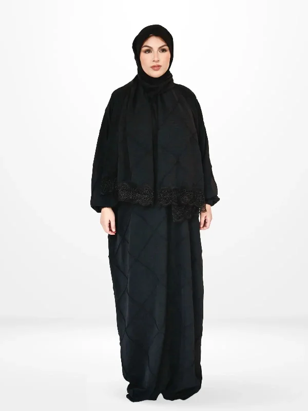One-Piece Prayer Set Dress & Abaya with attached Hijab - Textured