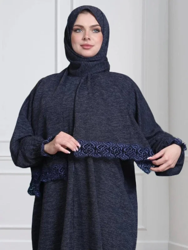 One-Piece Prayer Set Dress & Abaya with attached Hijab - Wool