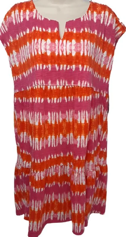 Dress -Pink Striped- Dolman Cap Sleeve- Women's - M23109dm