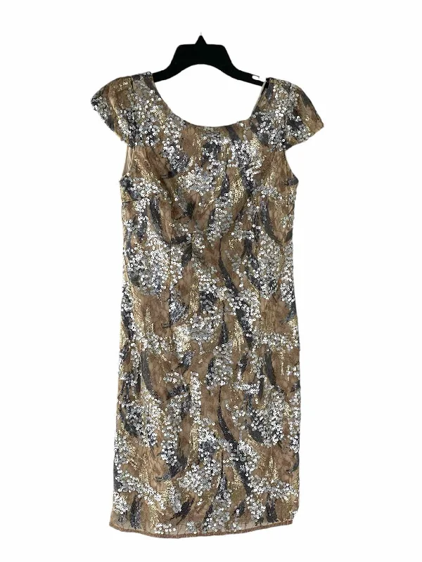 Nicole Miller Size 4 Beige Silver sequined Dress