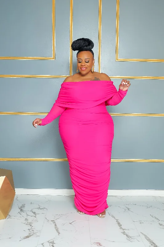 Pink It's All Ruched Dress