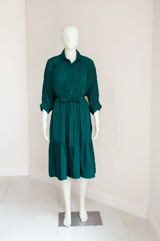 Riko Dress - Peacock Green French Crepe