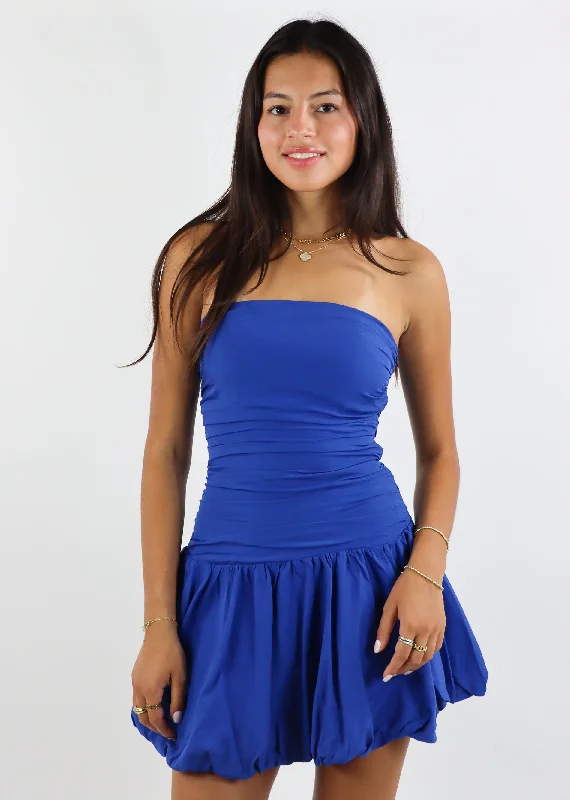 Turning Heads Strapless Dress ★ Cobalt