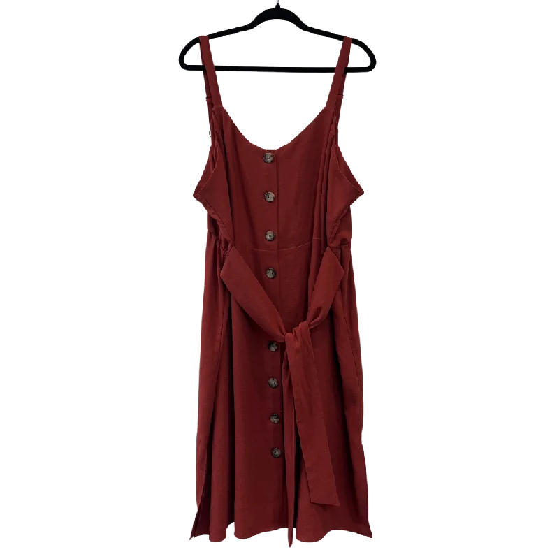 rust orange button-front dress - 3x