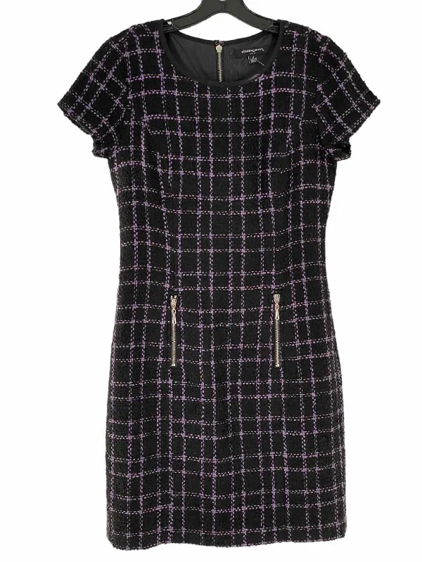 Sharagano Size 4 Black Purple Print Dress