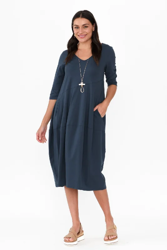 Shea Deep Teal Diagonal Seam Dress