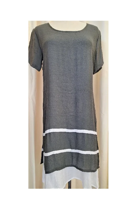 Stripe Dress Charcoal